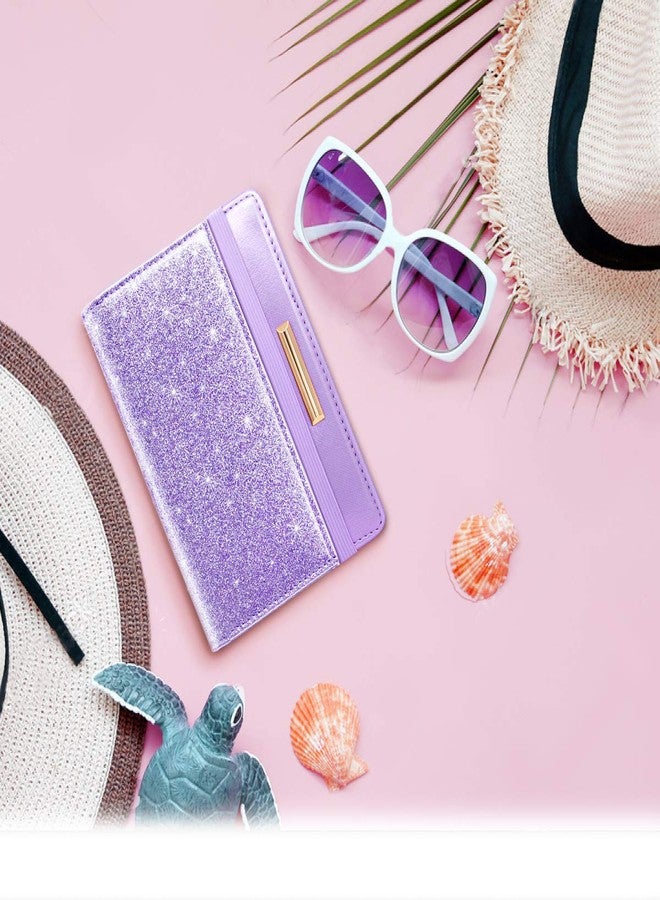 Coco Rossi Passport Holder Cover,Traveling Passport Case Glitter Cute Passport Wallet for Women Purple - Image 5
